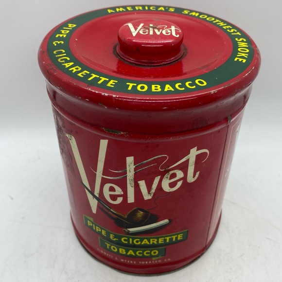 Vintage Velvet Tobacco Tin with original humidity pouch in lid